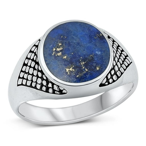 CHOOSE YOUR COLOR Lapis Signet Ring .925 Sterling Silver Oxidized Band Blue CZ Female Size 11