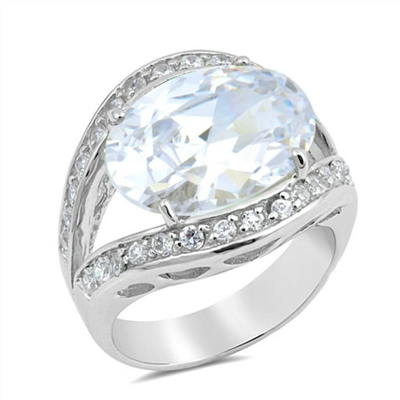 CHOOSE YOUR COLOR Large Bling Clear CZ Ring .925 Sterling Silver Band White Female Size 8