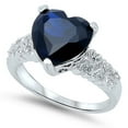 thumbnail image 1 of CHOOSE YOUR COLOR Large Blue Simulated Sapphire Heart Promise Ring .925 Sterling Silver Band CZ Female Size 10, 1 of 4