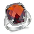 thumbnail image 1 of CHOOSE YOUR COLOR Large Faceted Simulated Garnet Flower Bead Ring 925 Sterling Silver Band Red CZ Female Size 7, 1 of 4