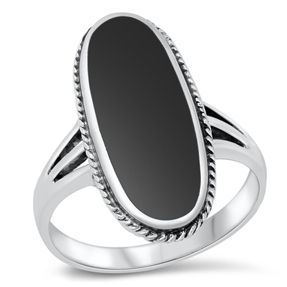 Wide Oval Simulated Mother Of Pearl Ring - .925 Sterling Silver Band, Sizes 6 To 9