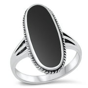 SAC SILVER CHOOSE YOUR COLOR Large Oval Simulated Mother of Pearl Wholesale Ring .925 Sterling Silver Band Female Size 6