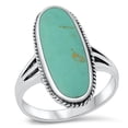 thumbnail image 1 of CHOOSE YOUR COLOR Large Long Simulated Turquoise Solitaire Ring .925 Sterling Silver Band Blue CZ Female Size 12, 1 of 4