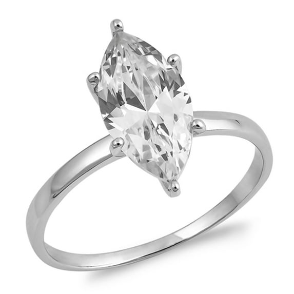 CHOOSE YOUR COLOR Large Solitaire Clear CZ Engagement Ring 925 Sterling Silver Band White Female Size 10