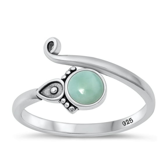 CHOOSE YOUR COLOR Larimar Artistic Bali Ring .925 Sterling Silver Band Blue CZ Female Size 5