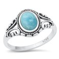 thumbnail image 1 of CHOOSE YOUR COLOR Larimar Bali Ring .925 Sterling Silver Band Blue CZ Jewelry Female Size 10, 1 of 4