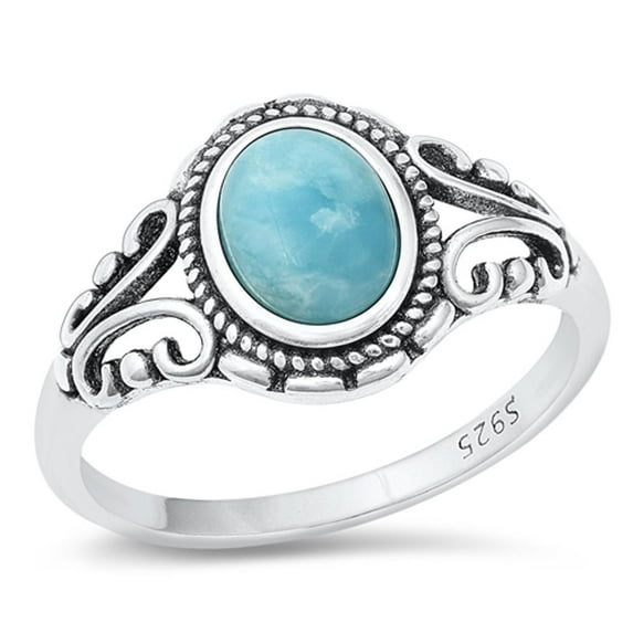 CHOOSE YOUR COLOR Larimar Bali Ring .925 Sterling Silver Band Blue CZ Jewelry Female Size 10