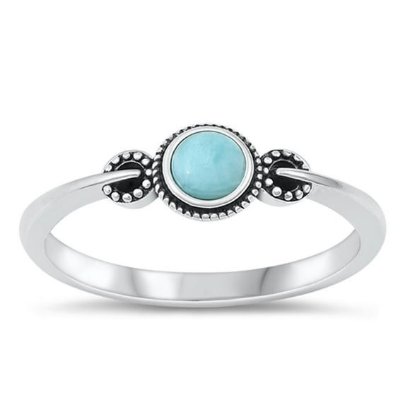 CHOOSE YOUR COLOR Larimar Ring .925 Sterling Silver Bali Band Blue CZ Jewelry Female Size 8