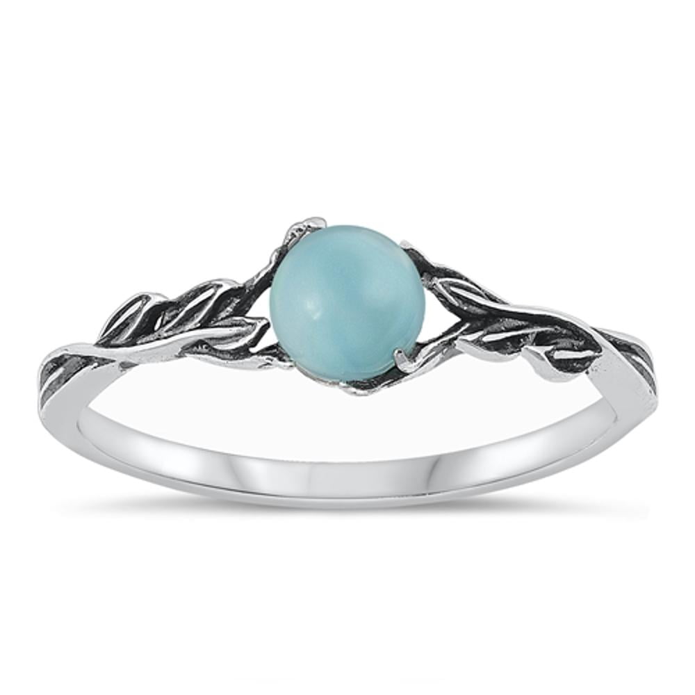 CHOOSE YOUR COLOR Larimar Ring 925 Sterling Silver Vine Engagement