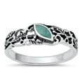 thumbnail image 1 of CHOOSE YOUR COLOR Leaf Filigree Simulated Turquoise Promise Ring .925 Sterling Silver Band Blue CZ Female Size 9, 1 of 4