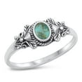 thumbnail image 1 of CHOOSE YOUR COLOR Leaf Simulated Turquoise Ring .925 Sterling Silver Band Blue CZ Female Size 5, 1 of 4