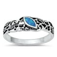 thumbnail image 1 of CHOOSE YOUR COLOR Leaf Vine Blue Simulated Opal Ring .925 Sterling Silver Band CZ Female Size 10, 1 of 4