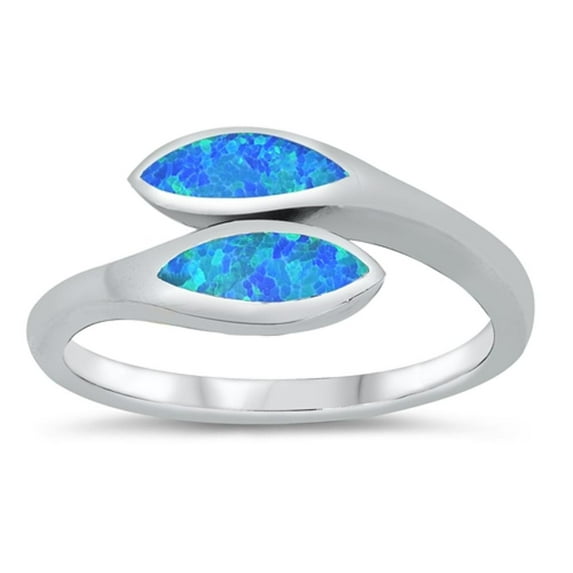 CHOOSE YOUR COLOR Leaf Wrap Ring .925 Sterling Silver Band Blue Cubic Zirconia Jewelry Female Size 5