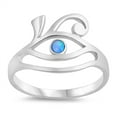thumbnail image 1 of CHOOSE YOUR COLOR Light Blue Simulated Opal Human Eye Design Ring .925 Sterling Silver Band CZ Female Size 8, 1 of 4