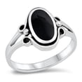 thumbnail image 1 of CHOOSE YOUR COLOR Long Simulated Black Onyx Ring .925 Sterling Silver Bead Band CZ Female Size 11, 1 of 4