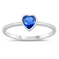 thumbnail image 1 of CHOOSE YOUR COLOR Love Heart Promise Sterling Silver Ring Blue CZ 925 Jewelry Female Size 5, 1 of 4