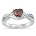 thumbnail image 1 of CHOOSE YOUR COLOR Love Heart Simulated Garnet Wholesale Ring .925 Sterling Silver Band Red CZ Female Size 6, 1 of 4