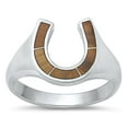 thumbnail image 1 of CHOOSE YOUR COLOR Lucky Tiger Eye Horseshoe Ring .925 Sterling Silver Band Jewelry Female Size 8, 1 of 4
