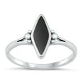 thumbnail image 1 of CHOOSE YOUR COLOR Marquise Black Simulated Agate Ring .925 Sterling Silver Band CZ Female Size 4, 1 of 4