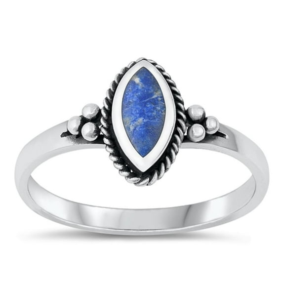 CHOOSE YOUR COLOR Marquise Blue Lapis Ring .925 Sterling Silver Band CZ Jewelry Female Size 9