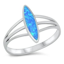 CHOOSE YOUR COLOR Marquise Blue Simulated Opal Ring .925 Sterling Silver Band CZ Female Size 10