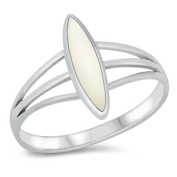 CHOOSE YOUR COLOR Marquise Simulated Mother of Pearl Ring .925 Sterling Silver Band Jewelry Female Size 11