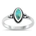 thumbnail image 1 of CHOOSE YOUR COLOR Marquise Simulated Turquoise Bali Ring .925 Sterling Silver Band Blue CZ Female Size 5, 1 of 4