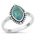 thumbnail image 1 of CHOOSE YOUR COLOR Marquise Simulated Turquoise Ring .925 Sterling Silver Bali Band Blue CZ Female Size 7, 1 of 4