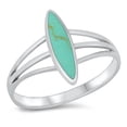 thumbnail image 1 of CHOOSE YOUR COLOR Marquise Simulated Turquoise Ring .925 Sterling Silver Band Blue CZ Female Size 10, 1 of 4