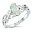 thumbnail image 1 of CHOOSE YOUR COLOR Marquise White Simulated Opal Filigree Ring Sterling Silver Infinity Band CZ Female Size 7, 1 of 4