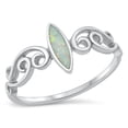 thumbnail image 1 of CHOOSE YOUR COLOR Marquise White Simulated Opal Ring .925 Sterling Silver Band CZ Female Size 4, 1 of 4