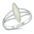 thumbnail image 1 of CHOOSE YOUR COLOR Marquise White Simulated Opal Wholesale Ring .925 Sterling Silver Band CZ Female Size 5, 1 of 4