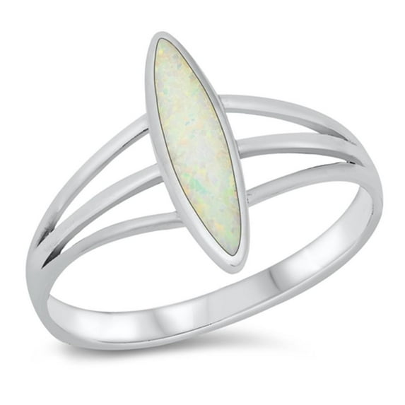 CHOOSE YOUR COLOR Marquise White Simulated Opal Wholesale Ring .925 Sterling Silver Band CZ Female Size 5