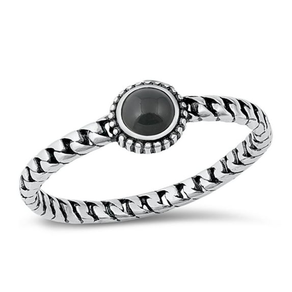 CHOOSE YOUR COLOR Miami Cuban Simulated Black Onyx Wholesale Ring .925 Sterling Silver Band CZ Female Size 9