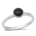 thumbnail image 1 of CHOOSE YOUR COLOR Minimalist Bali Simulated Black Onyx Ring .925 Sterling Silver Band CZ Female Size 8, 1 of 4