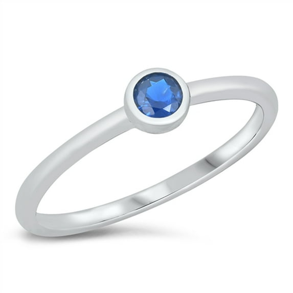 CHOOSE YOUR COLOR Minimalist Blue Simulated Sapphire Promise Ring .925 Sterling Silver Band CZ Female Size 8