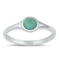 thumbnail image 1 of CHOOSE YOUR COLOR Minimalist Round Simulated Turquoise Ring .925 Sterling Silver Band Blue CZ Female Size 6, 1 of 4