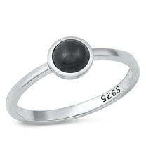 CHOOSE YOUR COLOR Minimalist Simulated Black Onyx Ring .925 Sterling Silver Band CZ Female Size 9