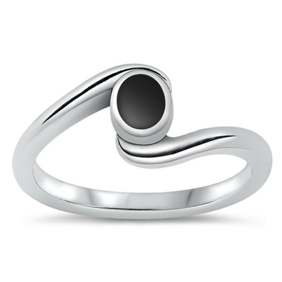 CHOOSE YOUR COLOR Minimalist Simulated Black Onyx Wholesale Ring .925 Sterling Silver Band CZ Female Size 9