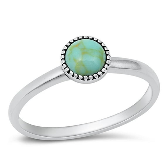 CHOOSE YOUR COLOR Minimalist Simulated Turquoise Promise Ring .925 Sterling Silver Band Blue CZ Female Size 9