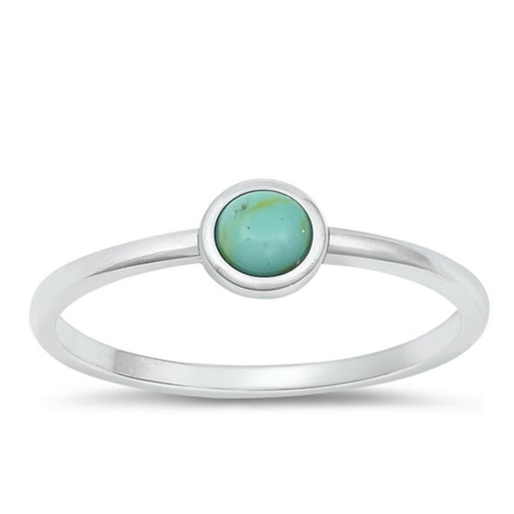 CHOOSE YOUR COLOR Minimalist Simulated Turquoise Ring .925 Sterling Silver Band Blue CZ Female Size 5