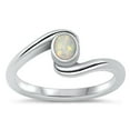 thumbnail image 1 of CHOOSE YOUR COLOR Minimalist White Simulated Opal Ring .925 Sterling Silver Band CZ Female Size 4, 1 of 4