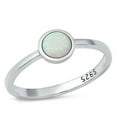 thumbnail image 1 of CHOOSE YOUR COLOR Minimalist White Simulated Opal Ring .925 Sterling Silver Band CZ Female Size 4, 1 of 4