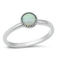 thumbnail image 1 of CHOOSE YOUR COLOR Minimalist White Simulated Opal Ring .925 Sterling Silver Band CZ Female Size 8, 1 of 4