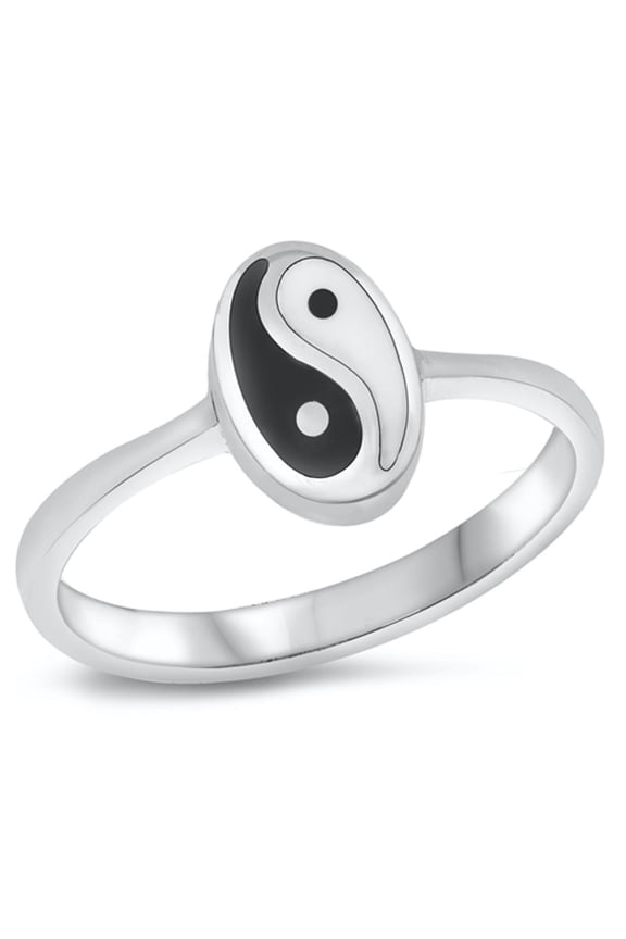 CHOOSE YOUR COLOR Minimalist Yin Yang Ring .925 Sterling Silver Band Jewelry Female Male Size 9