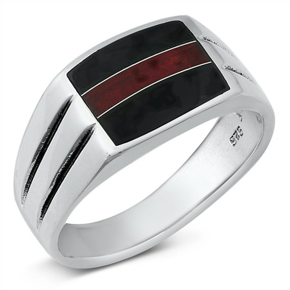 CHOOSE YOUR COLOR Modern Chunky Bar Ring .925 Sterling Silver Band Black CZ Female Size 9