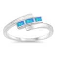 thumbnail image 1 of CHOOSE YOUR COLOR Modern Cutout Ring .925 Sterling Silver Band Blue CZ Jewelry Female Size 6, 1 of 4