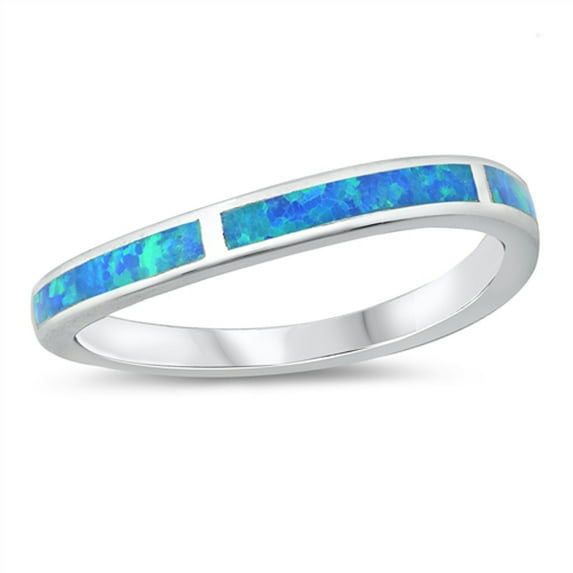 CHOOSE YOUR COLOR Modern Mosaic Bar Ring .925 Sterling Silver Band Blue CZ Female Size 10