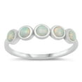 thumbnail image 1 of CHOOSE YOUR COLOR Modern Mosaic Bubble Ring .925 Sterling Silver Band White CZ Female Size 8, 1 of 4