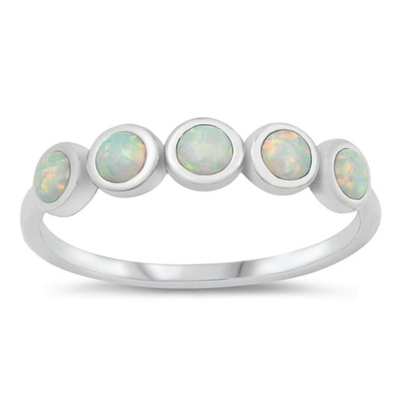 CHOOSE YOUR COLOR Modern Mosaic Bubble Ring .925 Sterling Silver Band White CZ Female Size 8